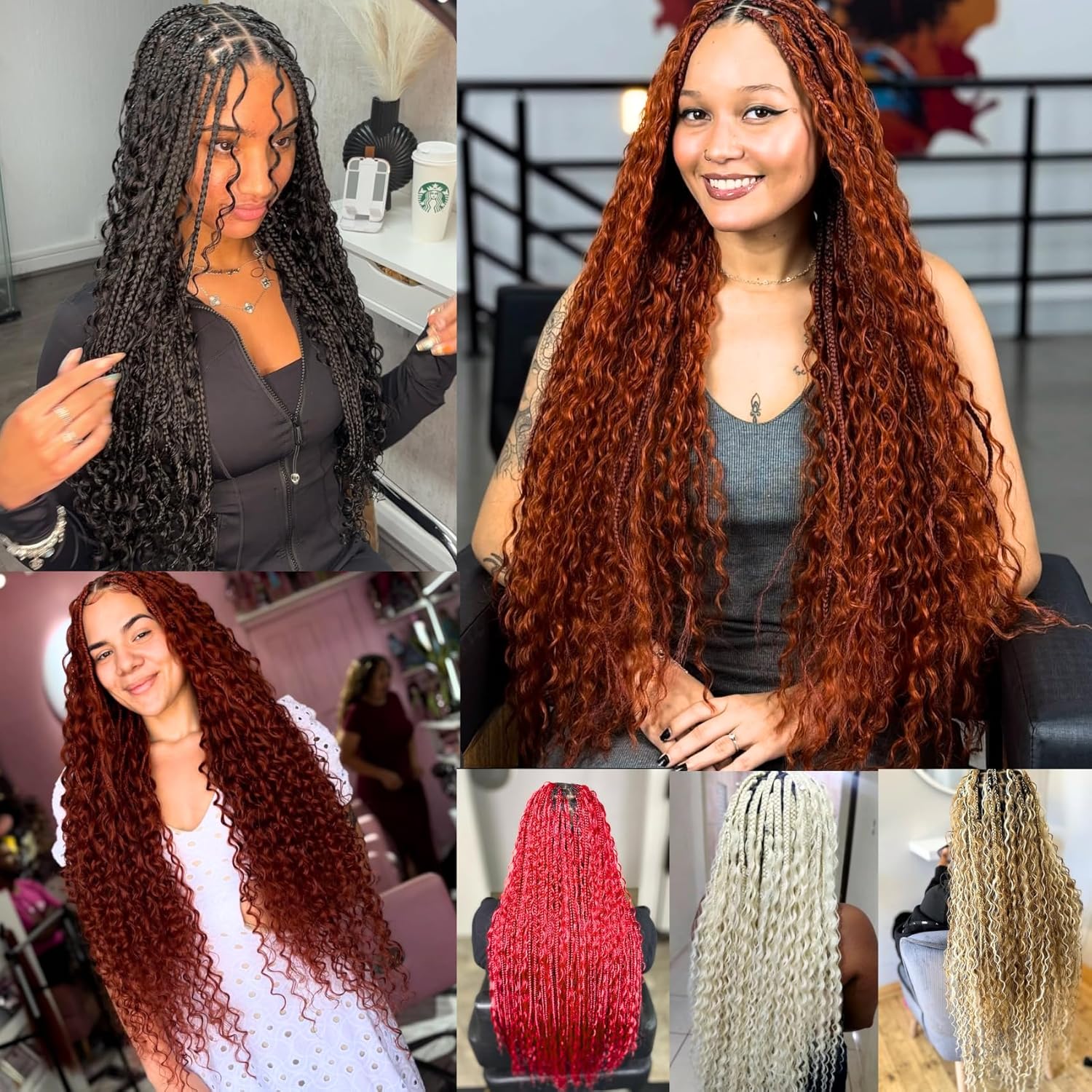 Boho Braiding Hair Pre stretched Ginger 350 Curly Braiding Hair Extensions Deep Wave Crochet Boho Braids Prestretched Synthetic Hypoallergenic Ez Braid Knotless